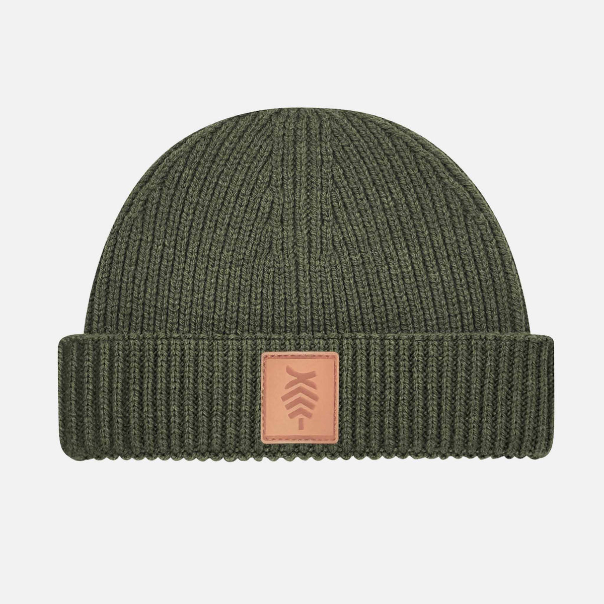 Harbour Beanie Leather Patch | Olive Green