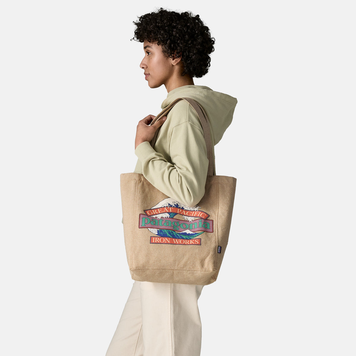 Recycled Market Tote | Great Waves: Classic Tan