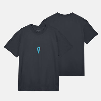 Blå Logo Boxy Tee | Svartgrå