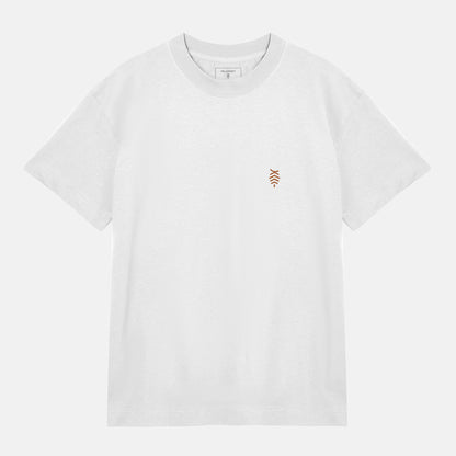 Brun Logo Mönster Bak Boxy Tee | Vit