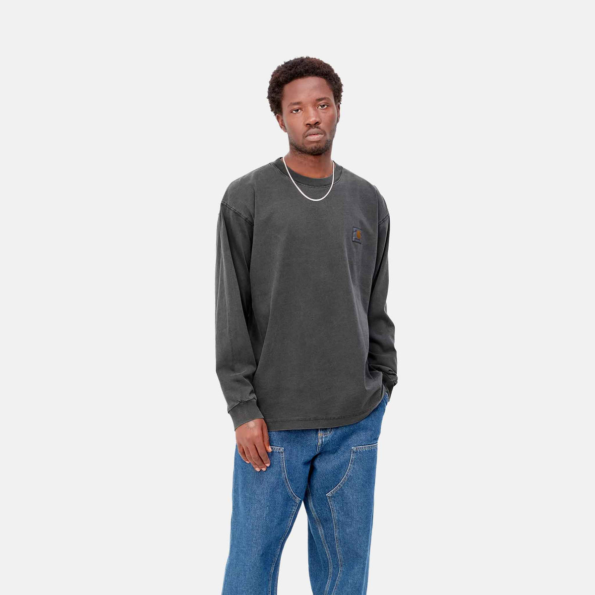 L/S Nelson T-Shirt | Black, Garment dyed 