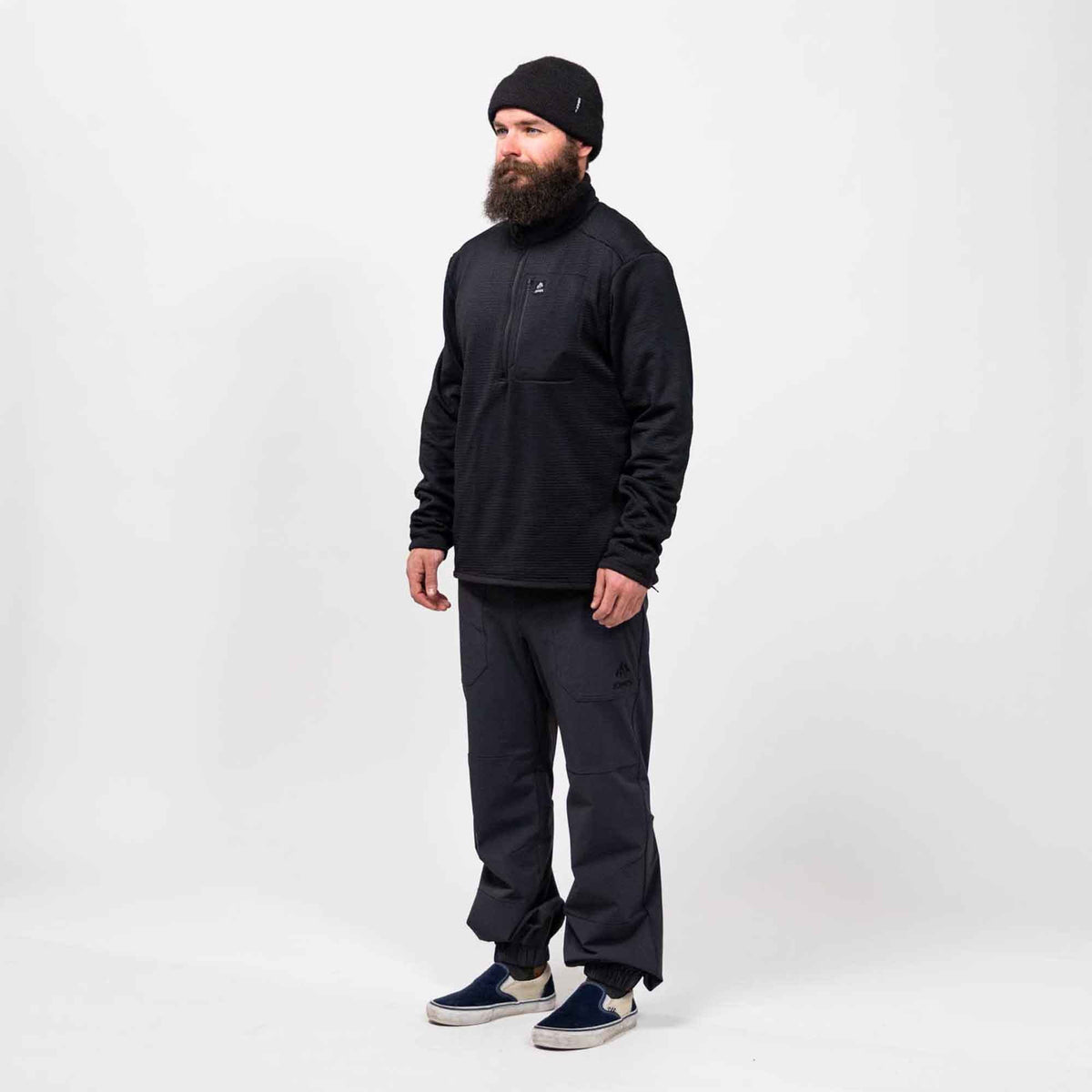 Flagship Recycled Grid 1/2 Zip | Stealth Black