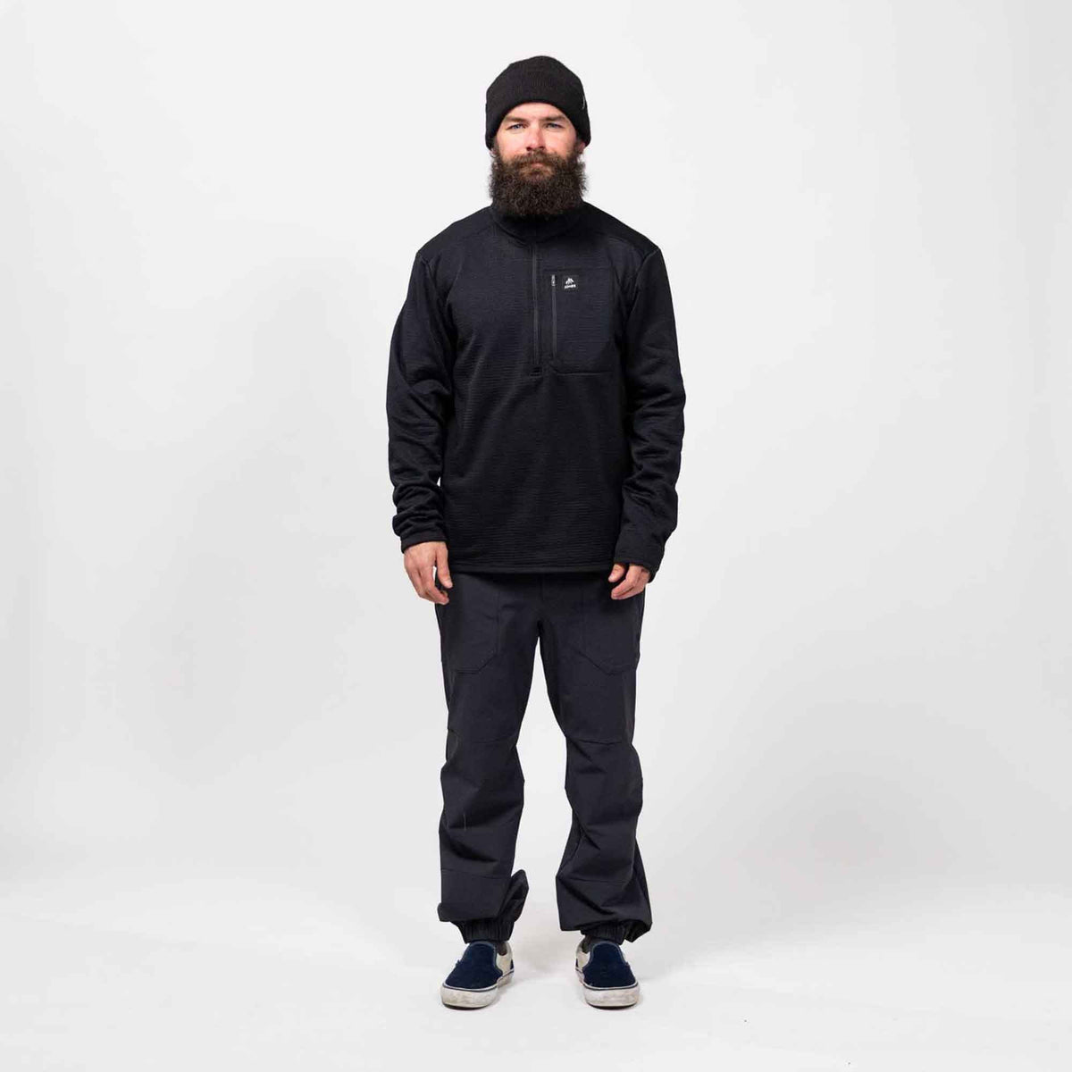 Flagship Recycled Grid 1/2 Zip | Stealth Black