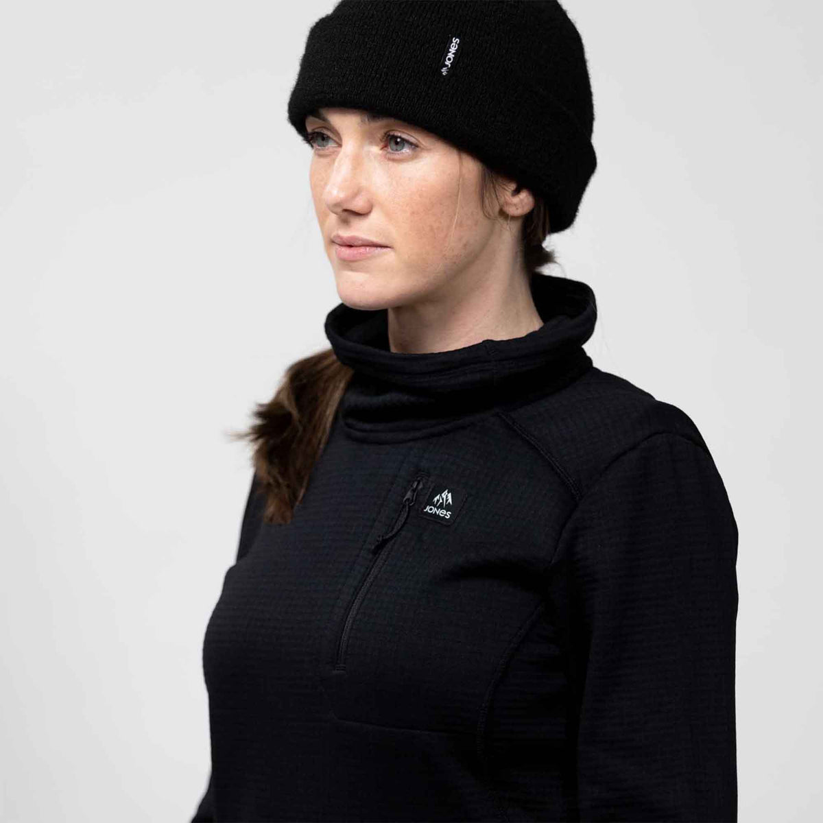 Wms Flagship Recycled Grid Fleece Pullover | Stealth Black