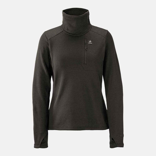 Wms Flagship Recycled Grid Fleece Pullover | Stealth Black