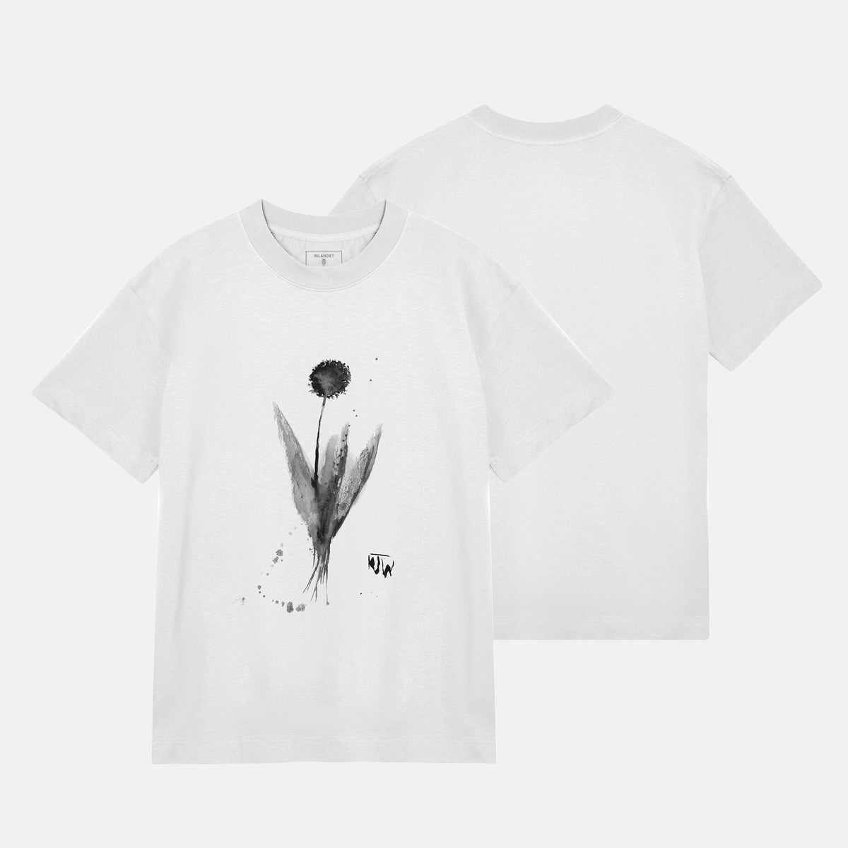 JW Svart Blomma Boxy Tee | Vit