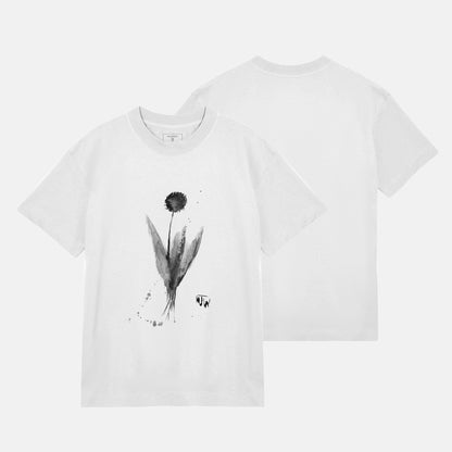 JW Svart Blomma Boxy Tee | Vit
