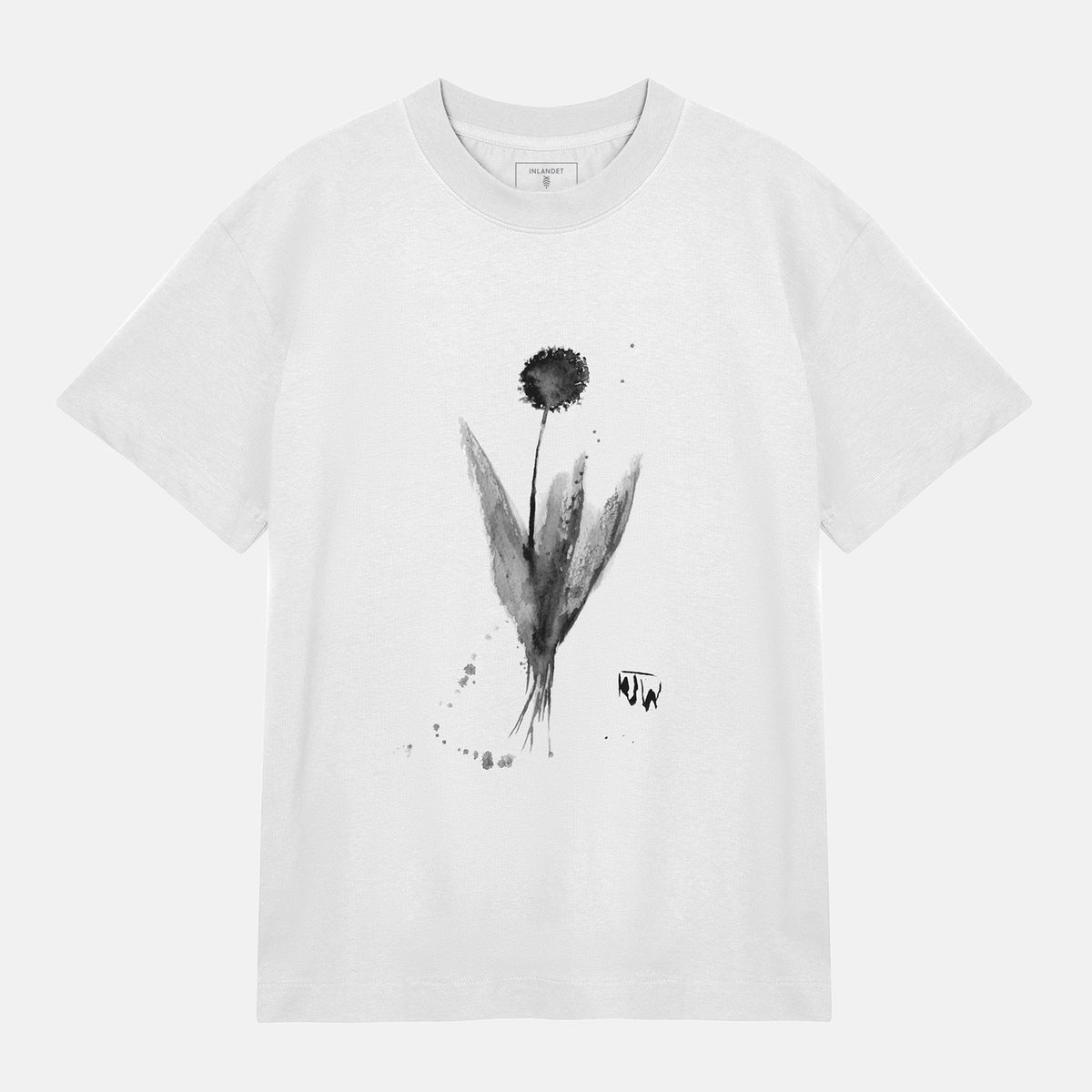 JW Svart Blomma Boxy Tee | Vit