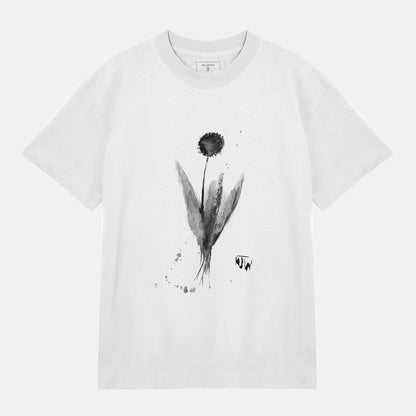 JW Svart Blomma Boxy Tee | Vit