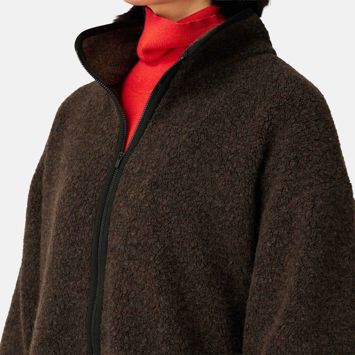 Recycled Wool Boa Pullover | Dark Brown