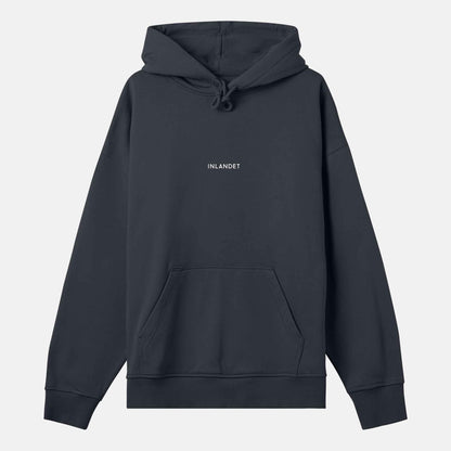Vitt Logo Mönster Bak Boxy Hood | Svartgrå