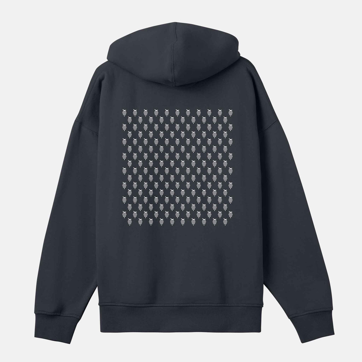 Vitt Logo Mönster Bak Boxy Hood | Svartgrå