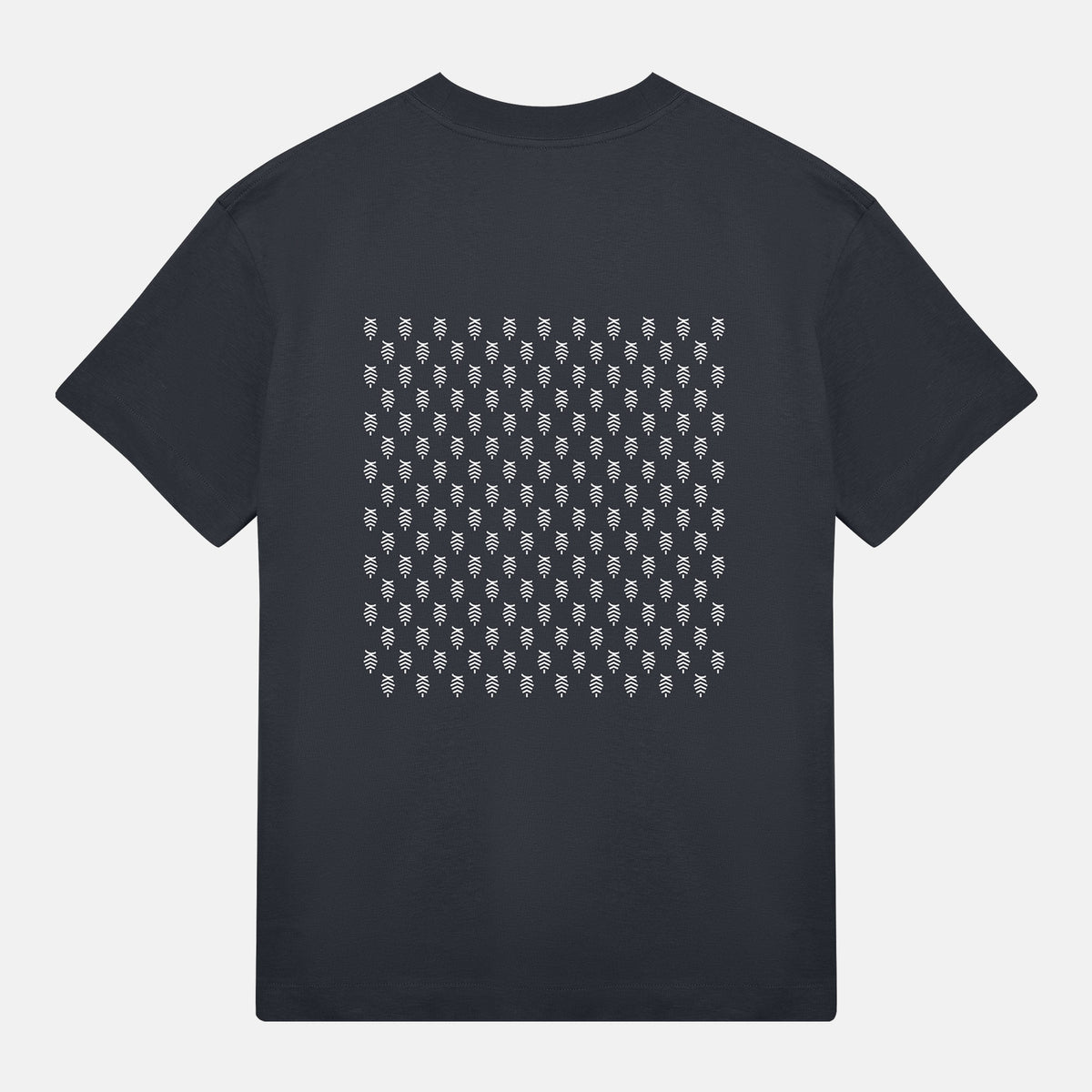 Vitt Logo Mönster Bak Boxy Tee | Svartgrå