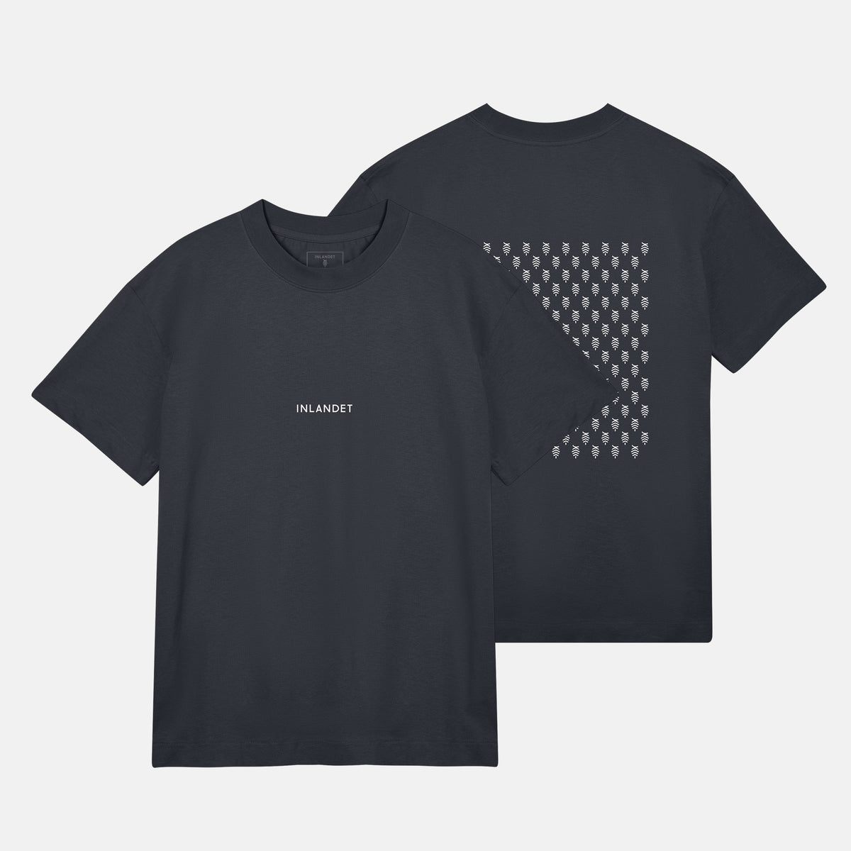 Vitt Logo Mönster Bak Boxy Tee | Svartgrå