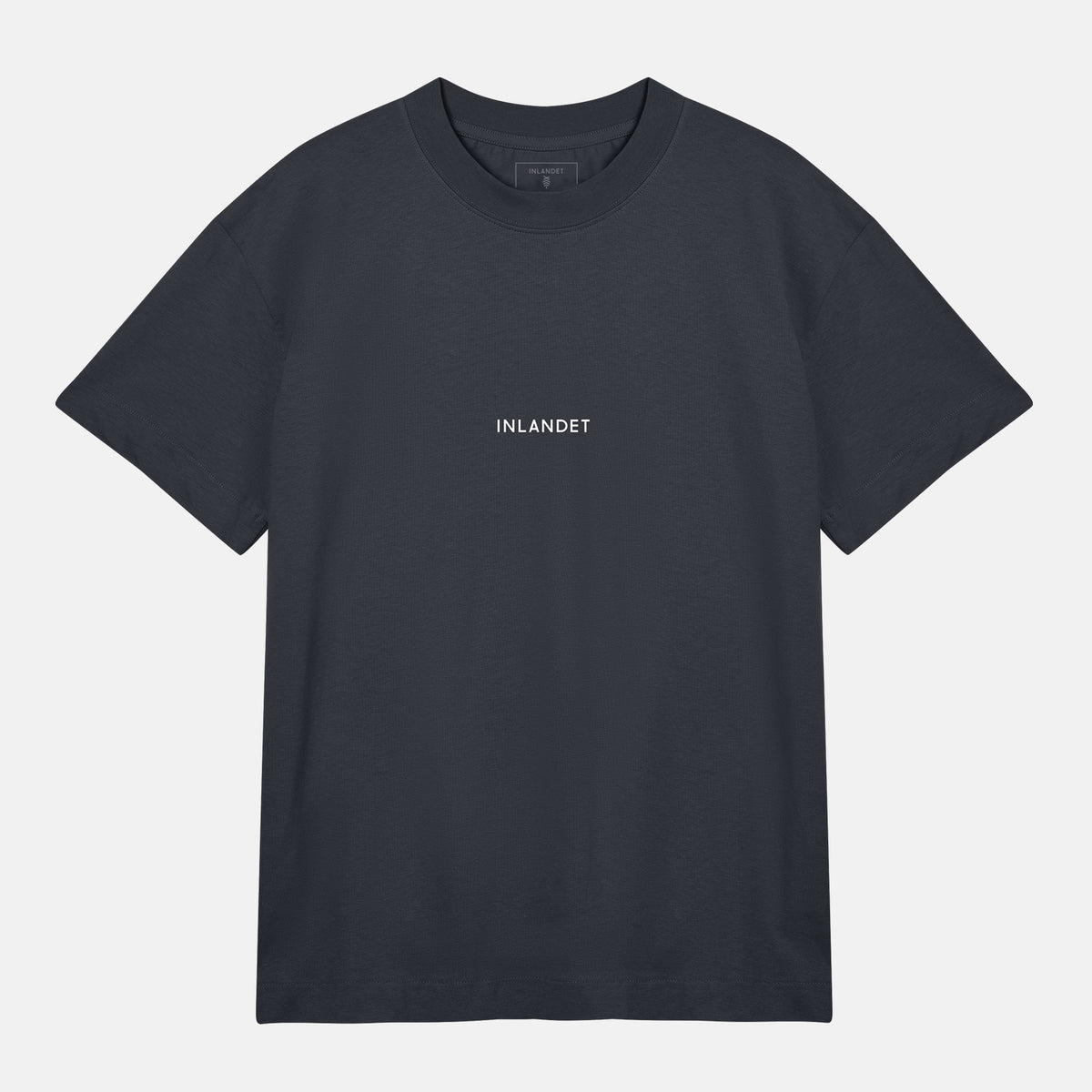 Vitt Logo Mönster Bak Boxy Tee | Svartgrå