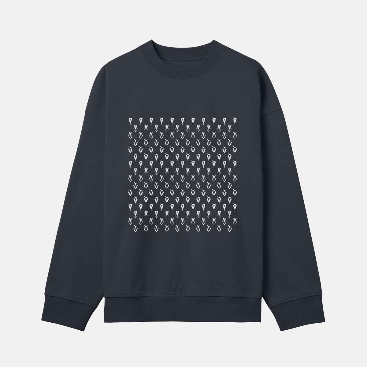 Vitt Mönster Boxy Crew | Svartgrå