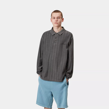L/S Morrison Rugby Shirt | Black pigment garment dyed