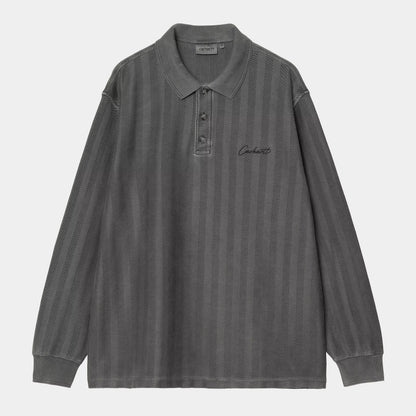 L/S Morrison Rugby Shirt | Black pigment garment dyed