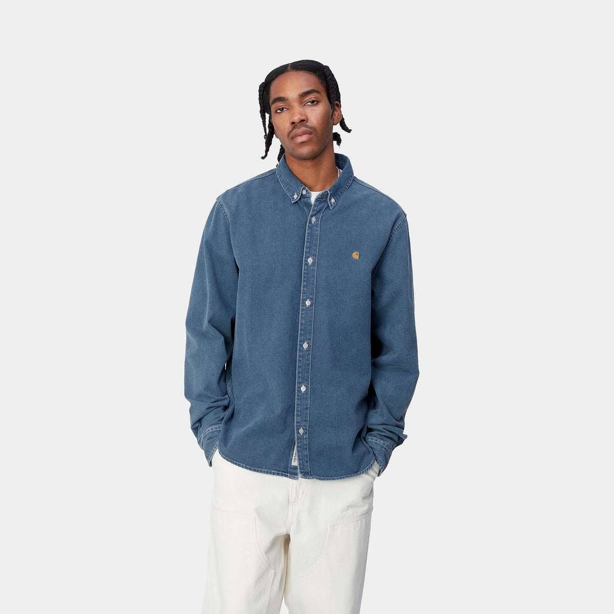 L/S Weldon Shirt | Blue (heavy stone wash)