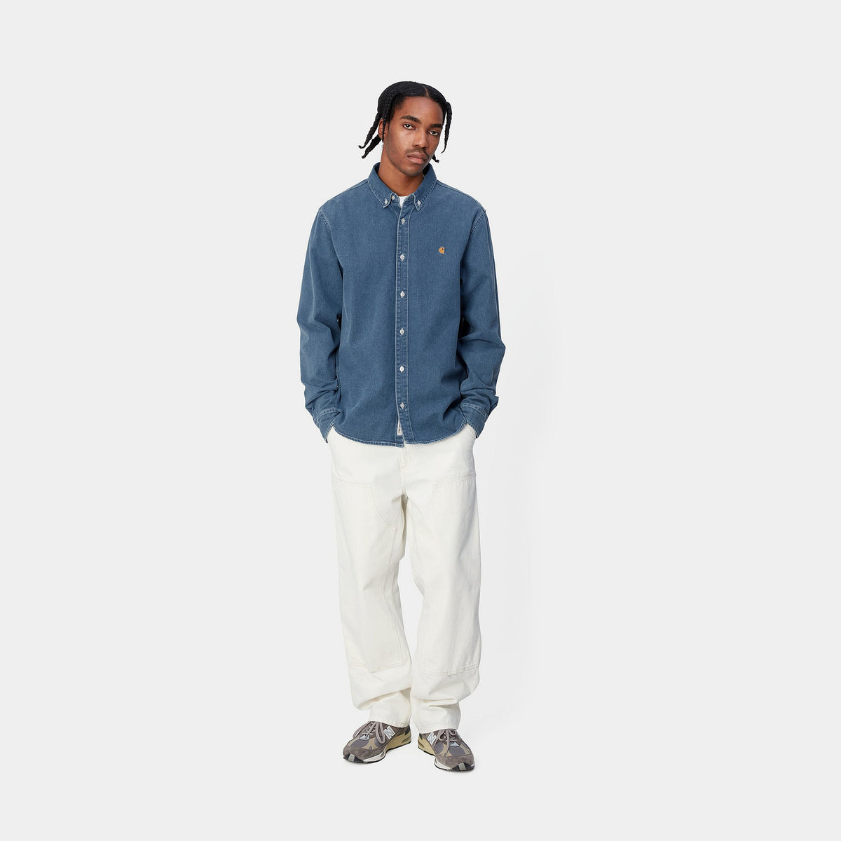 L/S Weldon Shirt | Blue (heavy stone wash)