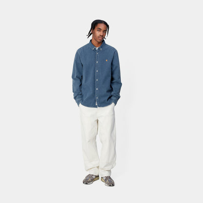 L/S Weldon Shirt | Blue (heavy stone wash)
