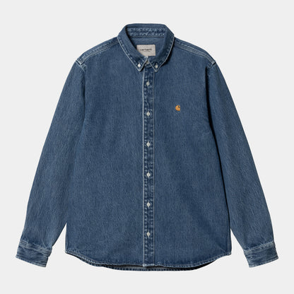 L/S Weldon Shirt | Blue (heavy stone wash)