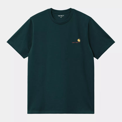 S/S American Script T-Shirt | Deep Lagoon